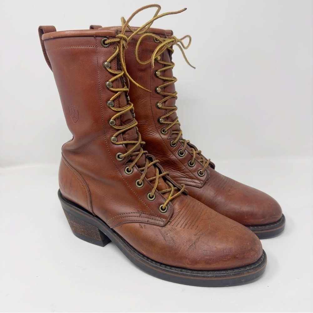 Ariat Tan/Brown Leather Lace-Up Riding Boots